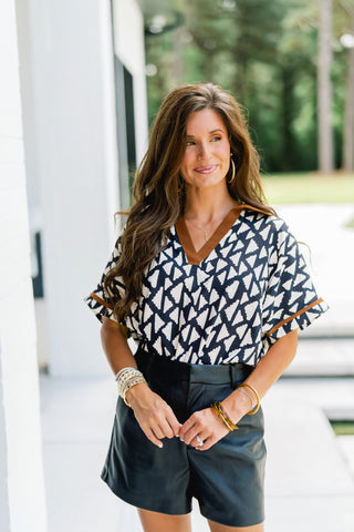 Gemma Geo Collared Top