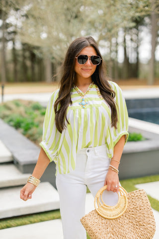 Summer Striped Top - Lime - Instyle Boutique