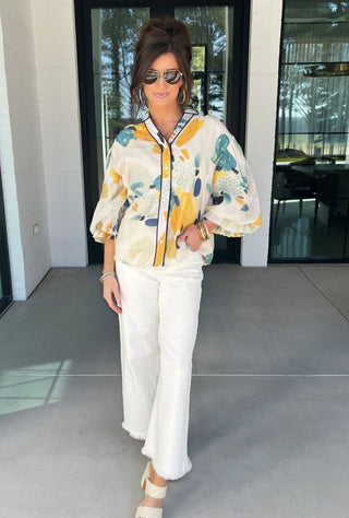 Call Me Later Yellow Printed Top - Instyle Boutique