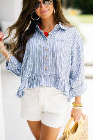 Coastal Breeze Ruffle Hem Top