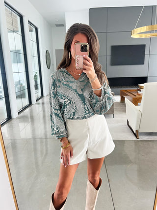 Velvet Whisper Sage Burnout Top
