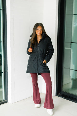 Black Quilted 3/4 Length Jacket ~DOORBUSTER DEAL~ - Instyle Boutique