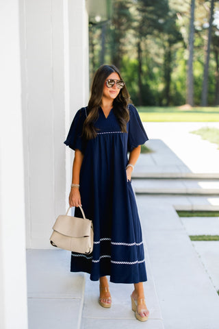 Navy Charm Midi Dress - Instyle Boutique