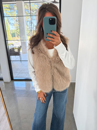 Simply Stated Taupe Fur Vest