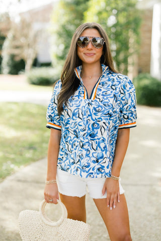 Because Of You Blue Floral Top - Instyle Boutique