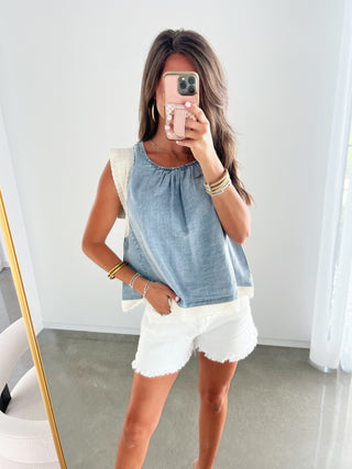 Touch Of Lace Denim Top