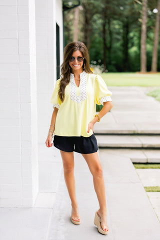 The Dot & Dash Top – Yellow - Instyle Boutique