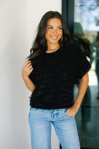 Glamour Girl Black Top - Instyle Boutique