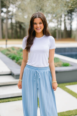 Sky Blue Striped Pants