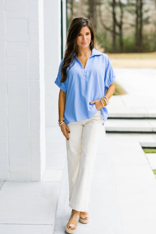 Business Babe Blue Top - Instyle Boutique