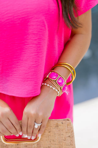 Bold Stone Fuchsia Bracelet - Instyle Boutique