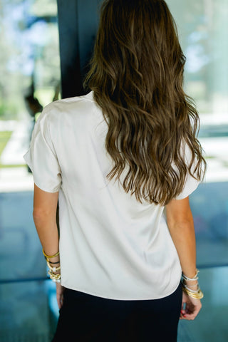 Ecru Isle Satin Top - Instyle Boutique