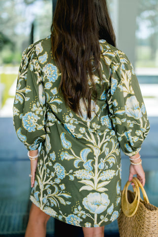 Time After Time Olive Printed Dress - Instyle Boutique