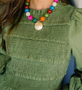 Drama Queen Puff Sleeve Top-Olive - Instyle Boutique