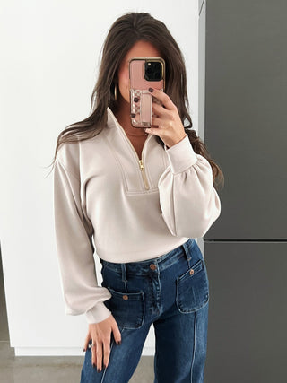 Comfy Cozy Latte Zipper Top - Instyle Boutique