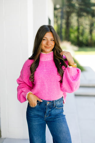 Here For Fun Hot Pink Sweater