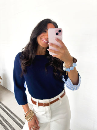 Marina Coastal Navy Sweater - Instyle Boutique