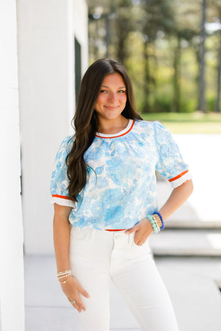 Clouds In The Sky Blue Top - Instyle Boutique