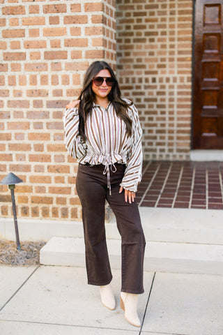 Shifting Focus Brown Stripe Jacket