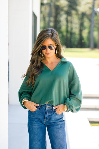 Gigi Green Fleece Top