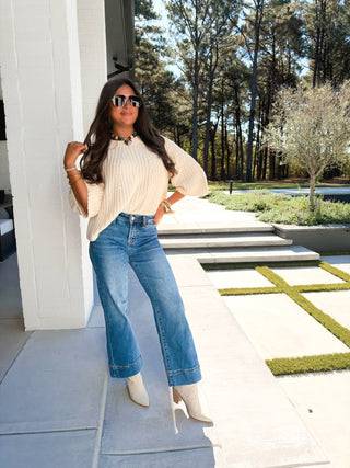 Cream & Sugar Short Sleeve Sweater Top - Instyle Boutique