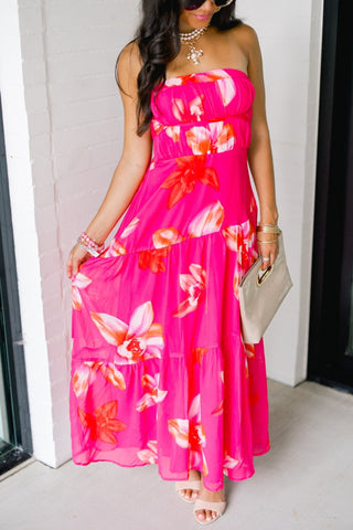 Hibiscus Horizon Midi Dress - Instyle Boutique