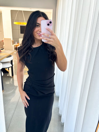 Meet Me Tonight Black Midi Dress