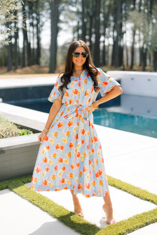 Let It Go Light Blue Floral Dress - Instyle Boutique