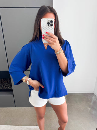Blue Frills Top - Instyle Boutique