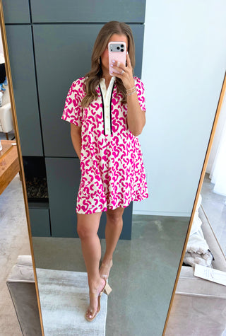 Fuchsia Abstract Dress - Instyle Boutique
