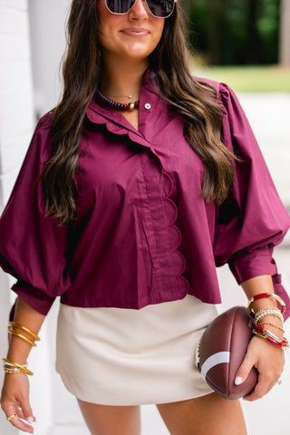 Sweet and Scalloped Mulberry Top - Instyle Boutique