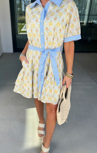 Chartreuse Charm Mix Dress - Instyle Boutique