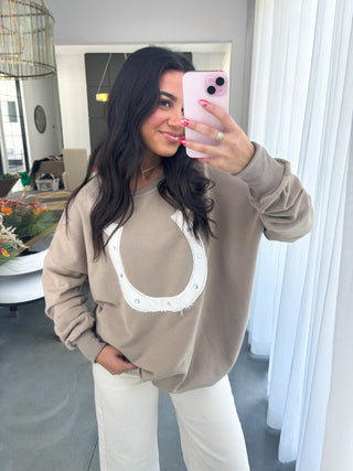 Snow Washed Horseshoe Pullover - Instyle Boutique