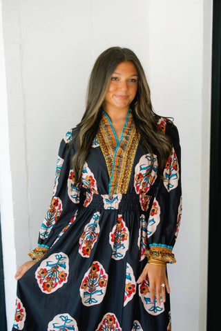 Be Bold Black Printed Dress - Instyle Boutique