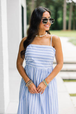Saylor Striped Blue Maxi Dress - Instyle Boutique