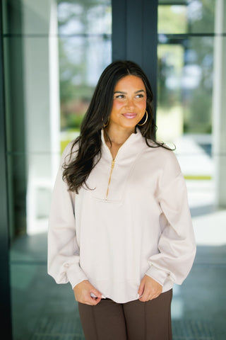 Comfy Cozy Latte Zipper Top - Instyle Boutique