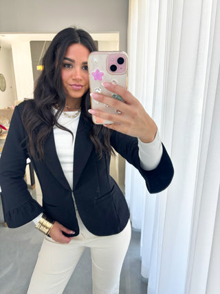 Rosa Ruffled Black Blazer