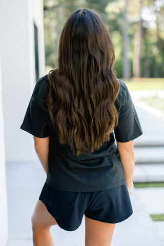 On The Go Black V-Neck Tee - Instyle Boutique