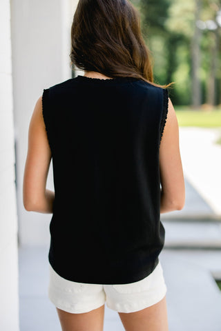 Black Ruffle Charm Tank