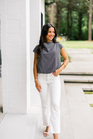 Shadow Stripe Drape Top - Instyle Boutique