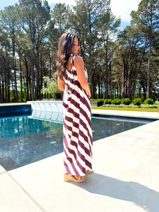 Cabana Stripe One Shoulder Maxi Dress - Instyle Boutique