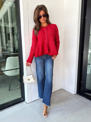 Meet Me In Red Sweater - Instyle Boutique