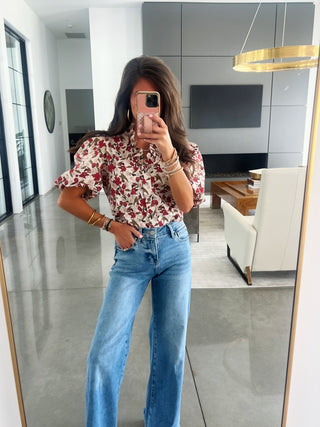 Fall In Love Ecru Floral Top