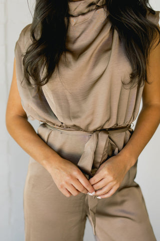 Holiday Ready Wide Leg Jumpsuit - Mocha - Instyle Boutique