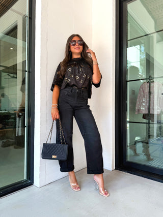 Little Black Satin Top