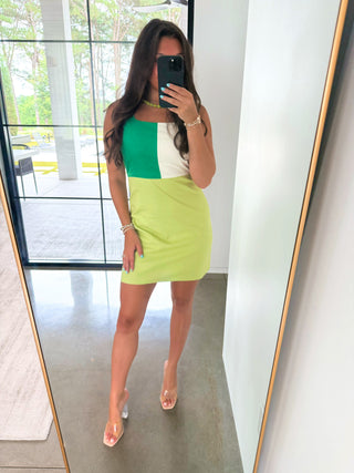 Lime Light Colorblock Mini Dress