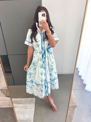 Wisteria Path Blue Floral Dress - Instyle Boutique