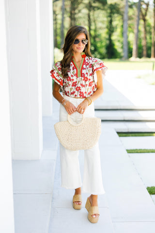 Ready For Fall Rust Floral Top