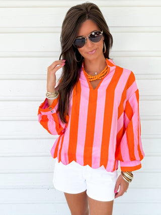 Sunset Striped Pink Top - Instyle Boutique
