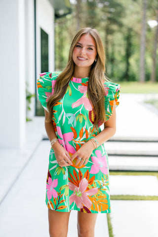 Time For Tropics Green Floral Dress ~FINAL SALE~
